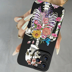 Arte teschio stampa fiore pupilla occhio Pro foro per fotocamera TPU custodia per Iphone 17 X Xr Xs 11 12 13 14 16 Pro Max - Product Image 4