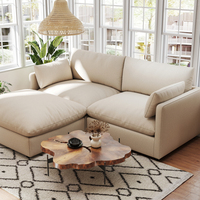Sofa Modular bentuk L, bahan kain ruang tamu Modern furnitur tiga dudukan