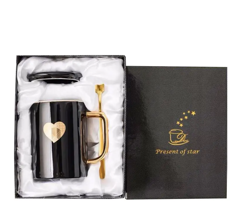 Tasse avec poignée en or 52 tasses rouges d'amour tasse à café esthétique cadeau de mariage couple coffret cadeau couple tasse