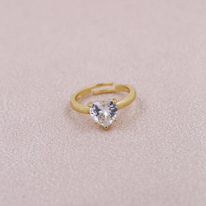 Anello aperto in zirconio cubico a forma di cuore colorato 18K oro placcato con cuore anelli da dito - Product Image 4