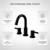 Robinet de lavabo de salle de bain OEM/ODM à expédition rapide depuis l'entrepôt, robinet de lavabo à 2 poignées, large, à 3 trous pour lavabo de salle de bain