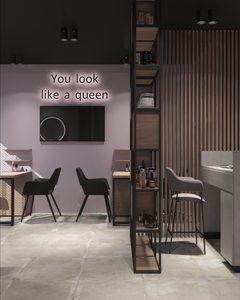 Exhibición de salón de estilo Vantage negro con iluminación LED Mostrador superior de piedra personalizable para tienda Diseño simple - Product Image 3