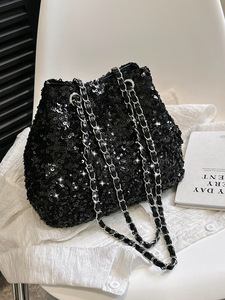 Bolso de Hombro Tipo Tote para Mujer 2025 con Cadena, Asa Superior, Brillante, de Lujo, Tipo Cubo, de 2-2.9L, con Forro de Poliéster - Product Image 5