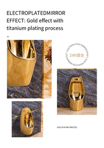 Lussuoso <span class=keywords><strong>Orinatoio</strong></span> in Ceramica Europea <span class=keywords><strong>da</strong></span> Parete con Sensore Dorato per Hotel, Design Ecologico - Product Image 2