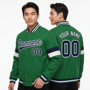 เสื้อแจ็คเก็ตวาร์ซิตี้ผู้ชายแบบสั่งทำพิเศษ สีตัดต่อ ปักลาย ทรงปกติ ติดกระดุมด้านหน้า สไตล์ลำลอง สตรีทแวร์ เสื้อนอก - Product Image 3