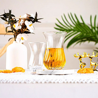 Gelas teh Turki bentuk labu polos bening 4OZ berkelanjutan Set mesin bawah mulut lebar cangkir kopi Tumbler kaca ditiup