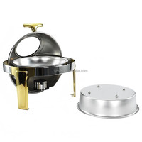 Calentador de Buffet de Acero Inoxidable con Acabado Dorado, para Restaurantes de Lujo y Hoteles Modernos, con Capacidad de 6L y Calentamiento a Vapor