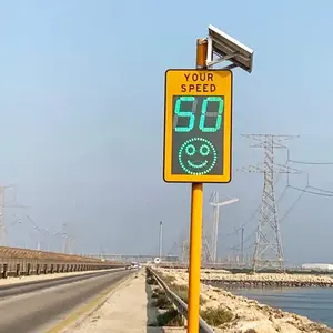 Speed Solar Power 2 Digit Radar Speed Limit Sign Smile/cry Face Duel LED Color Radar Speed Sign