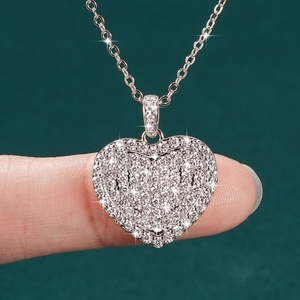 Collar con Colgante en Forma de Corazón de Cobre Chapado en Oro de 14k, Estilo Coreano, Antideslustre, con Circonita Blanca para Mujer, Venta al Por Mayor - Product Image 4