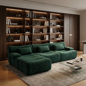 Canapé modulaire surdimensionné à assise profonde, en tissu rembourré de mousse, avec poche latérale pour salon - Product Image 1