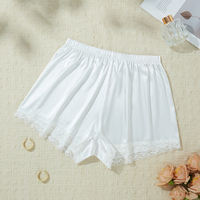 Shorts amples élégants pour femmes avec taille élastique, bordure en dentelle, en tissu tricoté, écologiques, respirants et sans coutures