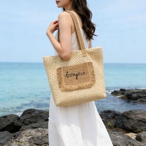 Personnalisez votre logo – Nouveauté 2026 : Sac de plage d'été grande capacité en paille pour les voyages en extérieur - Product Image 3