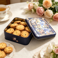 En stock, boîte d'emballage pour bonbons, biscuits, chocolat, 170 * 170 * 60 mm, boîte d'emballage cadeau de qualité alimentaire en fer blanc pour les fêtes
