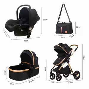 Passeggino Premium 3 in 1 Personalizzato di Alta Qualità per Neonati e Bambini, Nero Lussuoso, Carrozzina Premium per Neonati - Product Image 4