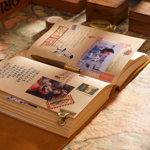 Sổ phác thảo thủ công-Tạp Chí Du Lịch Da nguyên hạt với khâu Cổ Điển Châu Âu - Product Image 2