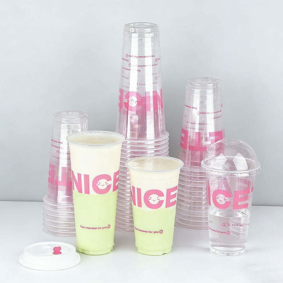 Custom LOGO Disposable Hot Cold Coffee Plastic Cup Takeaway Boba Tea ...