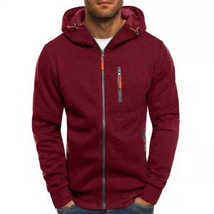Venta al por mayor de fábrica personalizada Unisex Zip-up Fleece Hoodie Stand Collar <span class=keywords><strong>con</strong></span> decoración de bolsillo XL Size Plain Blank Men's Jacket - Product Image 1