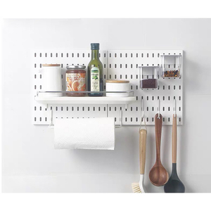 Rak <span class=keywords><strong>Display</strong></span> Pegboard Plastik Laris Manis, Tempat Sikat Gigi, Pemasangan di Dinding, Penyimpanan Peralatan Dapur Peg Board - Product Image 3