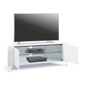 Moderno Soporte de <span class=keywords><strong>TV</strong></span> <span class=keywords><strong>Esquinero</strong></span> de <span class=keywords><strong>55</strong></span> <span class=keywords><strong>Pulgadas</strong></span> con Estante de Vidrio, Patas Cromadas, Gestión de Cables y Control Remoto <span class=keywords><strong>para</strong></span> Sala de Estar, Cine en Casa y Uso Multimedia - Product Image 2