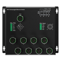 Interruptor de 8 Puertos M12 para Ferrocarril, Desarrollado en Fábrica, Anti-Reverse, Anti-Static, 8 Puertos de Cobre de 1000M, Entrada DC12V, IP40, Metálico