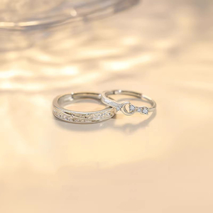 Anillos de Plata de Ley S925 con Circonita para Parejas, Diseño Exclusivo de Plutón y Charón, Anillos de Planeta de Lujo Discreto para Mujer y Hombre - Product Image 1
