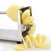 776 Commerciële handmatige roestvrijstalen aardappel-, komkommer- en groentesnijder/spiraalsnijmachine, eenvoudig in gebruik