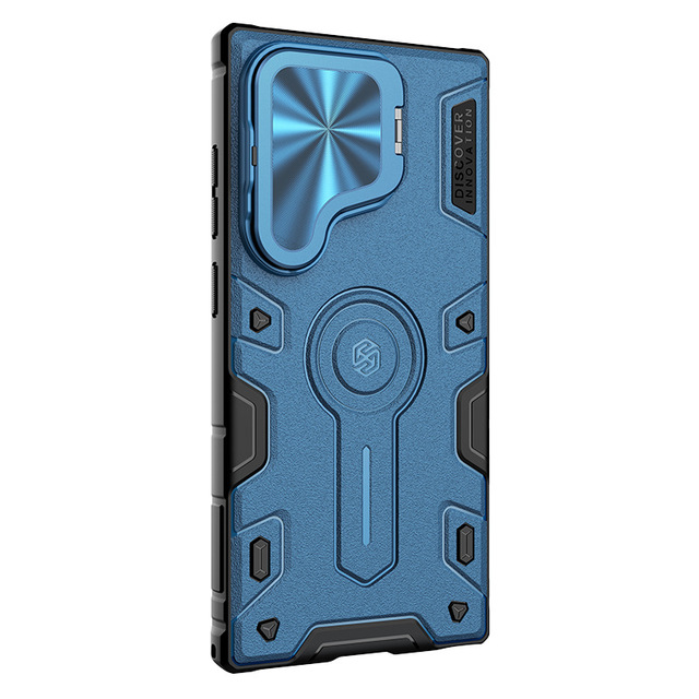 Metal Ring Holder Kickstand Cover for Samsung S24 Ultra S25 Ultra S26 Ultra with Camera Slide Armor Hybrid Phone Case