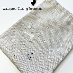 Pochette en coton à chevrons réutilisable avec logo personnalisé Sacs à poussière étanches avec cordon de serrage pour le rangement des vêtements, chaussures et chaussures - Product Image 2