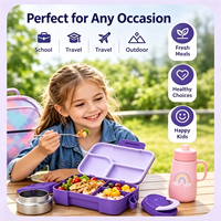 Boîte à bento portable de haute qualité pour enfants en plastique avec couverts, sans danger pour les aliments, inodore, compartimentée, pour l'école, les voyages et le camping