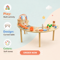 Table d'activités Montessori en bois pour tout-petits, centre de jeu sensoriel en forme de lune, cadeau éducatif d'anniversaire pour enfants