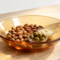 Assiette en verre ambré épaissi, transparente, pour salade, fruits, service, vaisselle multi-usages pour la maison, la cuisine et la salle à manger