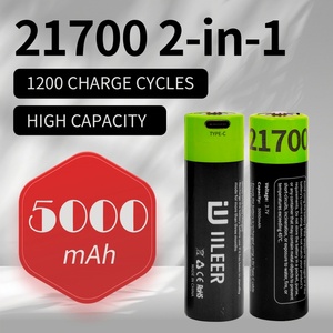IILEER 21700 <b>3.7V</b> 5000mAh High Capacity Cylindrical Rechargeable Lithium Ion <b>Batteries</b> 1200 Cycles 18500mWh - Product Image 3