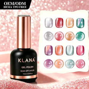 KLANA – Kit de vernis à ongles gel effet œil de chat 12 couleurs, gel UV magnétique effet œil de chat en verre cristallin, fournitures OEM - Product Image 1