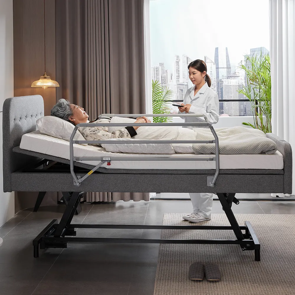 Tecforcare Modern luxury home care bed for elderly electrical nursing bed Iron medical home care wooden hospital bed for home