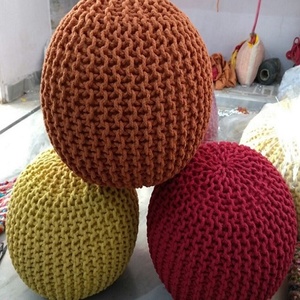 Cotton Knitted Pouf Living Room Furniture Contemporary Knitted Pouf Floor <b>Cushions</b> <b>Stool</b> & Ottoman Modern Home Carton Box - Product Image 1