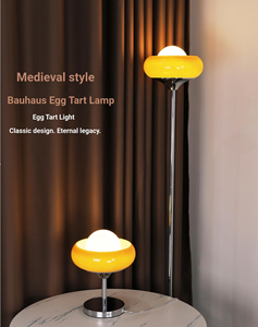 Lampe de table en verre postmoderne en forme de tarte aux œufs avec abat-jour créatif de luxe au design Bauhaus pour salon et chambre à coucher, alimentation CA - Product Image 6