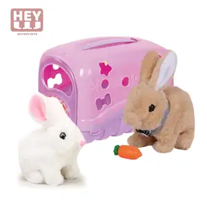 HEYWIN FurReal 전자 플러시 토끼, 현실적인 박제 동물 토끼 애완 동물 대화 형 장난감, 걷기, 짖는 소리 (933-3E)