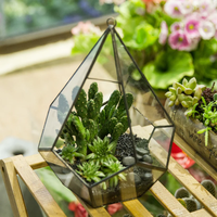 Art-Deco-inspiriertes Glas-Pyramiden-Terrarium als Tischdekoration mit Anpassbarer Farbe & Logo für Heim & Büro