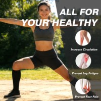 Chaussettes noires unies mi-hautes, douces, respirantes, soutien de la circulation, anti-fatigue, pour la gym, le marathon, le ski, les voyages, chaussettes de sport longues et athlétiques