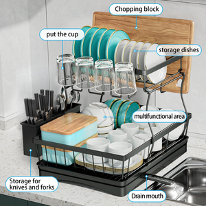 Anti-rust Detachable 2-Tier Bowl Plate <b>Dish</b> Drying Rack Modern Metal Kitchen <b>Dish</b> Rack with Drainer - Product Image 4