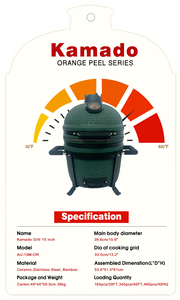 Barbecue Kamado en céramique de 15 pouces, fumoir au charbon de bois, grill moderne, chariot portable, allumage électronique, cuisine de jardin, <span class=keywords><strong>Black</strong></span> <span class=keywords><strong>Friday</strong></span> Limited - Product Image 2