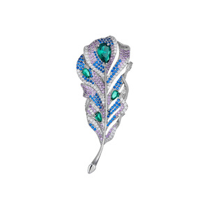 Feather Brooch Zircon Micro Inlay Women's Fashion Lapel Pin Gift Autumn Winter Jewelry Accessory - Product Image 5