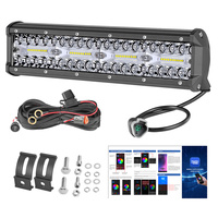 Barre lumineuse LED RGB de 12 pouces avec anneau halo RGB Chase, contrôle par application téléphonique Nova Auto, faisceau combiné pour la conduite, pour voiture