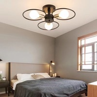 Lampe de plafond en fer noir à trois anneaux de style nordique, lustre créatif pour chambre à coucher, salle à manger, salon, décoration intérieure