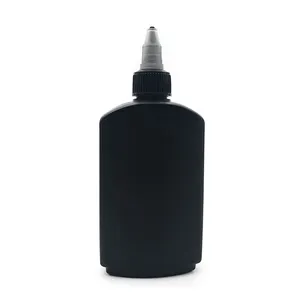 60ml 120ml HDPE Kunststoff schwarz Twist Top Flasche 2 Unzen 4 Unzen flache quadratische Flasche mit scharfer Mund kappe