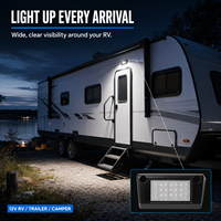 Lumière extérieure LED RV 5 pouces 12V IP67, blanc brillant, en aluminium, pour porche extérieur, faisceau large, lampe de toit pour remorques, camions, camping-cars
