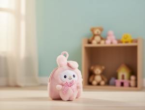 Portamonete in peluche a forma di zaino da cartone animato per bambini 11 cm-30 cm con design a fiocco, regalo giocattolo unisex - Product Image 2