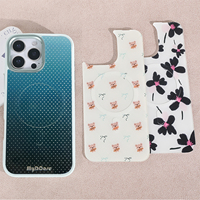 Coque de téléphone à panneau arrière magnétique remplaçable pour iphone 17 / 17pro/17promax/17air avec le doré à pois bleu foncé