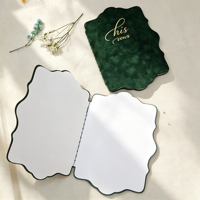 Coffret de Livrets de Vœux de Mariage en Velours Vert Émeraude de Luxe, Bordure Courbe Découpée, Estampillé Or, pour Lui et Elle, Souvenir d'Anniversaire
