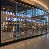 Écran LED transparent grand format pour affichage sur vitrine de magasin duty-free d'aéroport, mur de verre, projet d'affichage